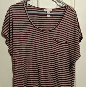 Gray and maroon striped short sleeve